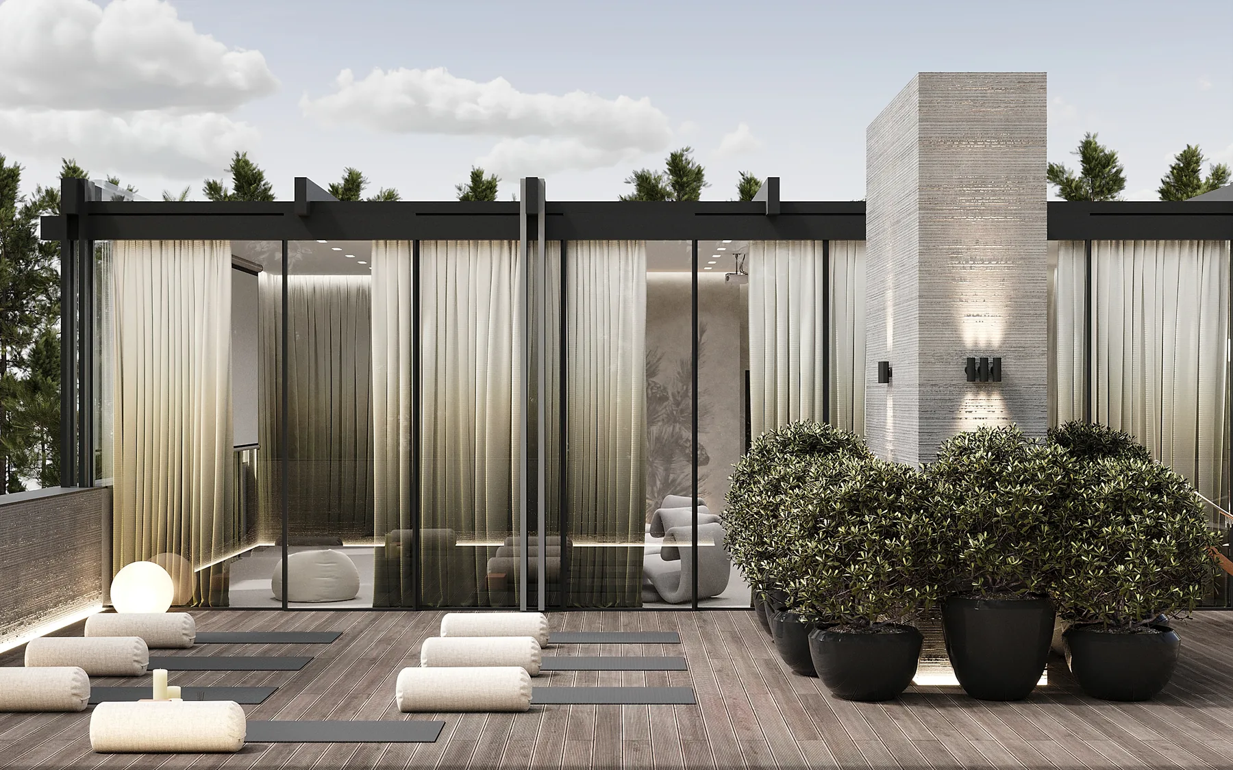 Wellness Interior in a Pine Forest