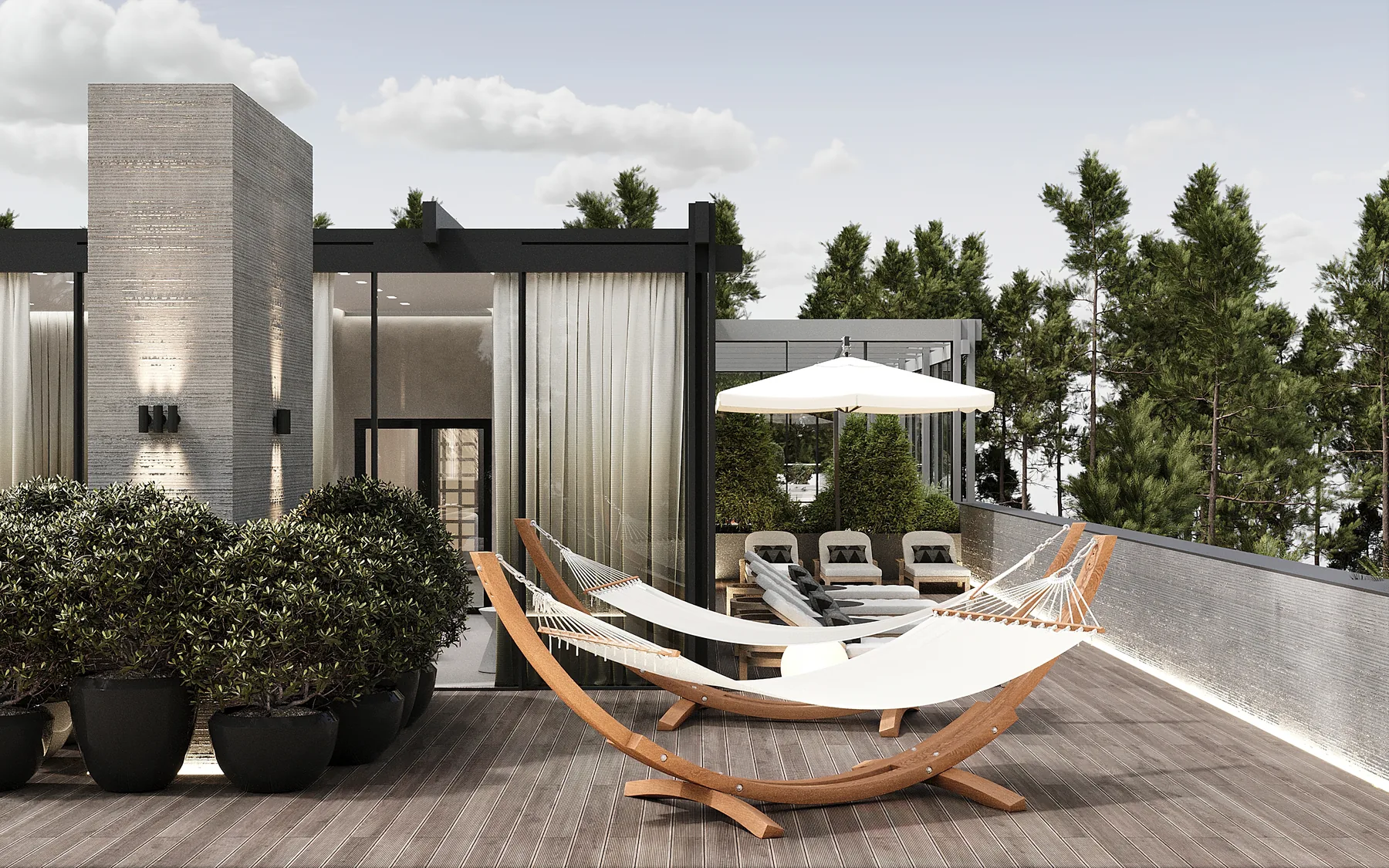 Wellness Interior in a Pine Forest