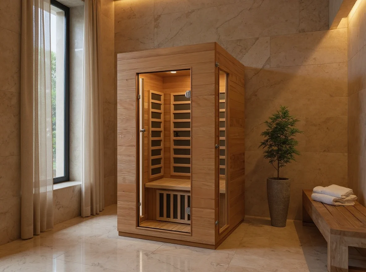 Compact infrared sauna for one