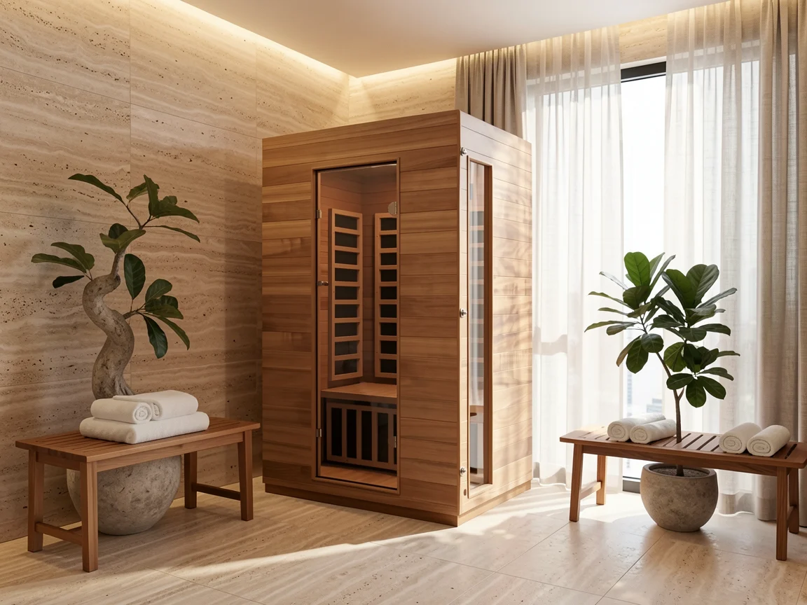 Compact infrared sauna for two