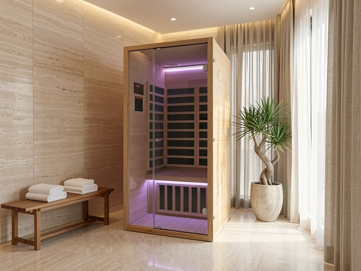 Infrared sauna for one, hemlock