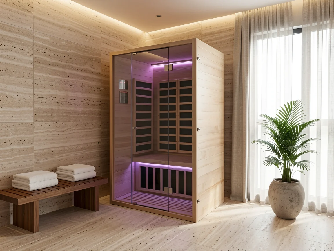 Infrared sauna for two, hemlock